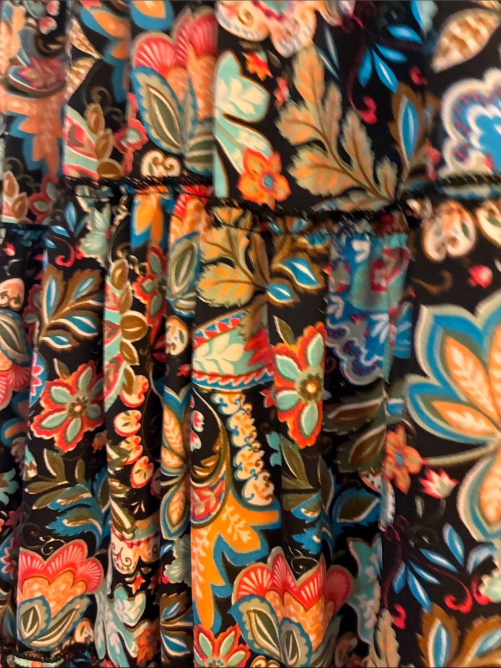 Boho Silky Floral Tiered Maxi Dress - Black/Multi-Colored- Size Small- NWT - Picture 13 of 13